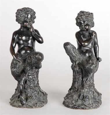 Lot 2580 - Pair of Bronze Figures of Satyrs In the form...