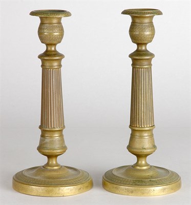 Lot 2185 - Pair of Neoclassical Style Bronze Candlesticks...