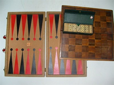 Lot 370 - [GAMES] Assorted Games. Chess/checkers board,...