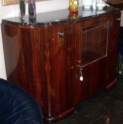 Lot 326 - Art Deco Style Marble Top Macassar Ebony Bar...