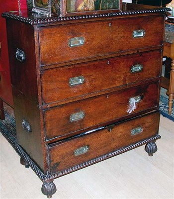Lot 1363 - Anglo-Chinese Padouk Campaign Chest In two...
