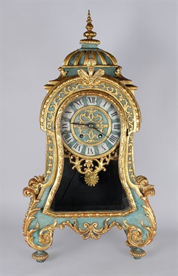 Lot 1657 - Continental Painted and Parcel Gilt Bracket Clock