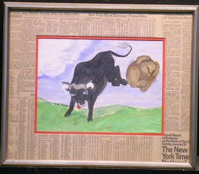 Lot 52 - Barbara Placents BUCKING BULL Signed (cl)...