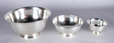 Lot 1477 - Three Sterling Silver Revere Style Bowls Total...