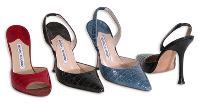 Lot 198 - Group of Manolo Blahnik Crocodile Shoes...