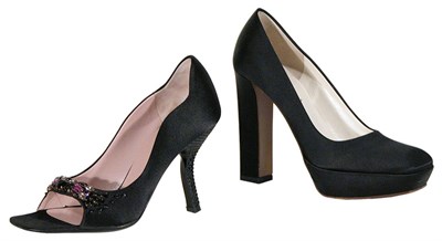 Lot 205 - Group of Prada Shoes Comprising black satin...