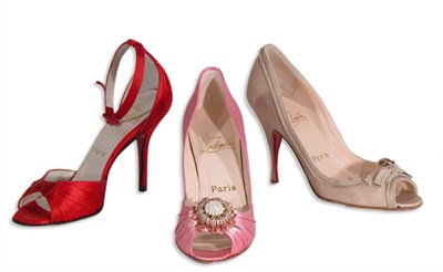 Lot 204 - Group of Louboutin Shoes Each with open toe,...