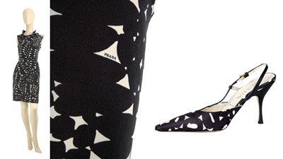 Lot 155 - Prada Print Washed Silk Dress and Shoes...