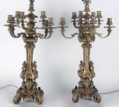 Lot 2164 - Pair of Louis XVI Style Gilt-Bronze Nine-Light...