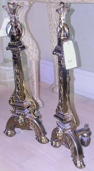 Lot 3377 - Pair of Renaissance Style Brass Andirons...