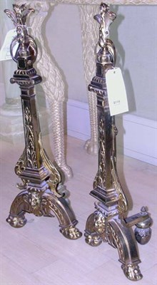 Lot 3377 - Pair of Renaissance Style Brass Andirons...