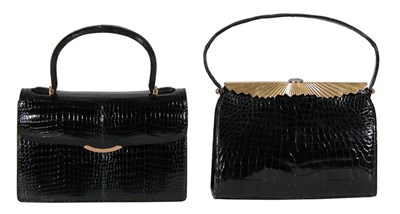 Lot 218 - Two French Black Crocodile Handbags The first...