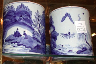 Lot 1328 - Pair of Chinese Blue and White Porcelain Jars...