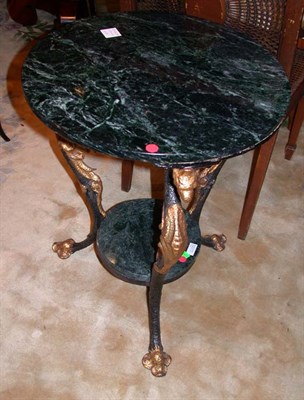 Lot 1651 - Marble Top Wrought Iron and Parcel Gilt...