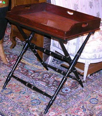 Lot 538 - English Mahogany Tray on Ebonized Stand Height...
