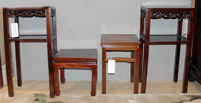 Lot 3291 - Two Chinese Hardwood Pedestals and Two Low...