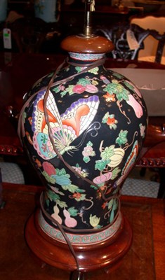 Lot 1419 - Chinese Famille Noir Style Pottery Two-Light...