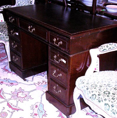 Lot 516 - Georgian Style Leather Top Mahogany Pedestal...