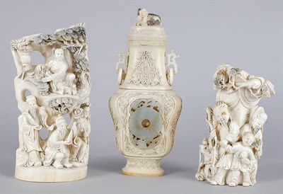 Lot 3576 - Three Chinese Ivory Carvings Early 20th...