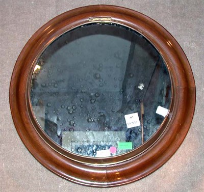 Lot 387 - Mahogany and Brass Circular Mirror Diameter 23...