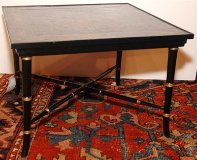 Lot 3461 - Chinoiserie Decorated Black Lacquered Low...