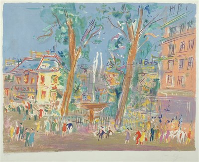 Lot 2185 - Jean Dufy [BOIS DE BOULOGNE] Color lithograph,...