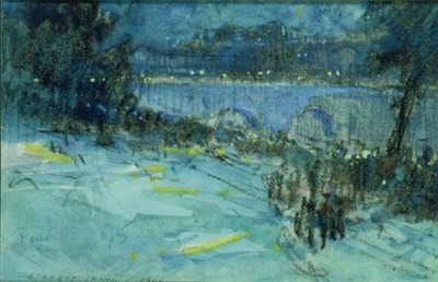 Lot 259 - Everett Shinn 1876-1953 ALONG THE SEINE, PARIS,...