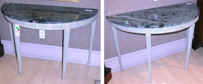 Lot 480 - Pair of Georgian Style Marble Top Demilune...
