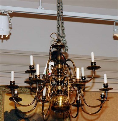 Lot 3517 - Anglo-Dutch Style Two-Tier Twelve-Light Metal...