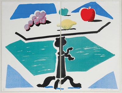 Lot 2205 - David Hockney APPLES, GRAPES, LEMON ON A TABLE...