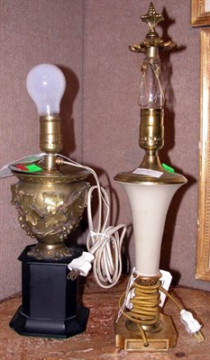 Lot 293 - Two Brass Lamps Including an urn-form example.