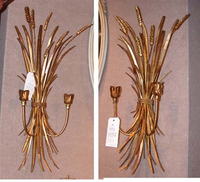 Lot 529 - Pair of Gilt-Metal Two-Light Sconces In the...
