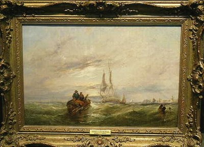 Lot 1024 - Edwin Hayes British, 1820-1904 SHIPS ALONG THE...