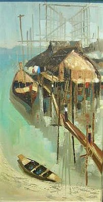 Lot 65 - Thai School 20th Century THATCHED DOCK WITH...