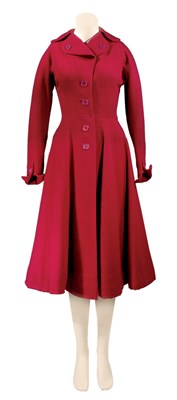 Lot 58 - Mainbocher Raspberry Wool Coat American, 1950s...