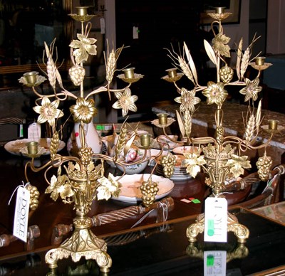 Lot 495 - Pair of Brass Ecclesiastic Candelabra Height...