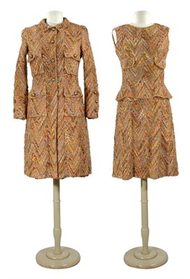 Lot 84 - Chanel Chevron Tweed Dress Suit French, 1960s...