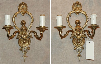 Lot 1449 - Pair of Rococo Style Gilt-Metal Two-Light...