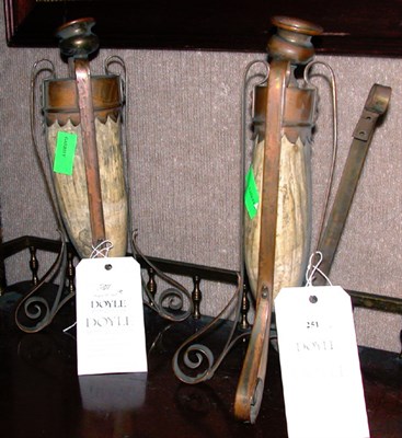 Lot 251 - Pair of Metal Mounted Candlesticks Height 12...