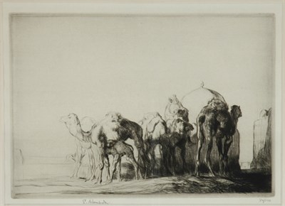 Lot 2148 - Edmund Blampied CAMELS AT A WELL Drypoint,...