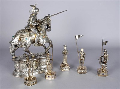 Lot 1472 - Sterling Silver Knight on Horseback; Together...