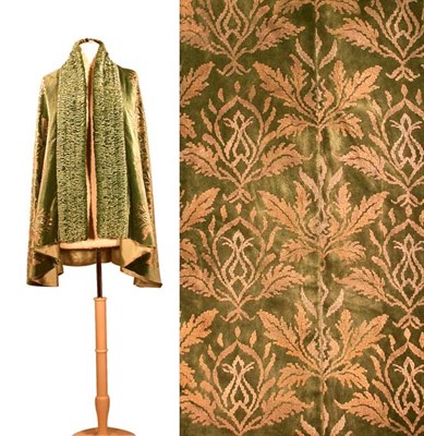 Lot 33 - Green Silk Velvet Stenciled Cape Attributed to...