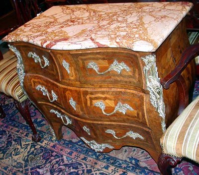 Lot 1260 - Italian Marble Top Burl-Wood Commode Height 33...