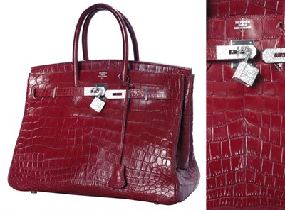 Lot 252 - Hermes Rouge H Crocodile Birkin with Pave...