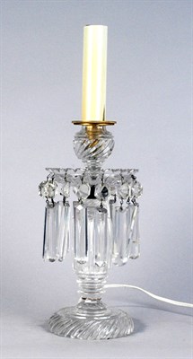 Lot 1202 - English Cut Glass Candlestick Lamp Height 16...