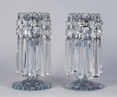 Lot 3589 - Pair of Regency Style Glass Lustres Height 8...
