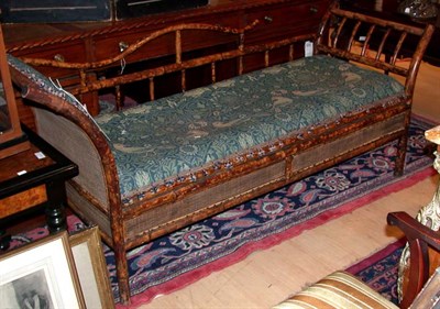Lot 1276 - Bamboo Upholstered Recamier Length 6 feet 3...