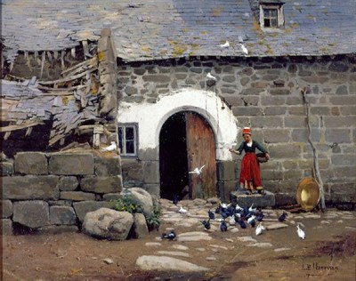 Lot 235 - Birge Lovell Harrison 1854-1929 FEEDING THE...