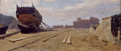 Lot 231 - Elihu Vedder 1836-1923 THE BEACH AT SANTA...