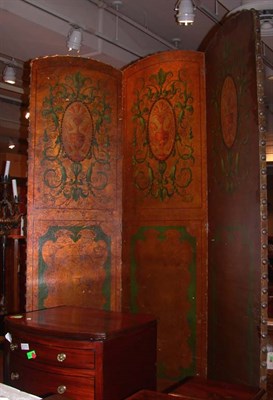 Lot 1273A - Neoclassical Painted Leather Three-Fold Screen...